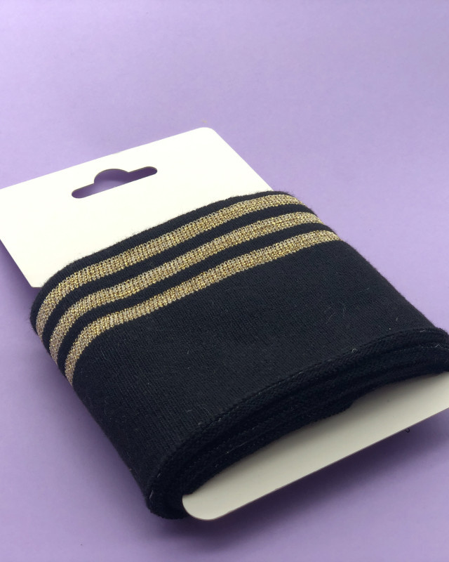 Bande Bord Côte Lurex Noir Or - Maison Klem